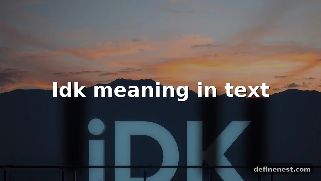 idk meaning in text